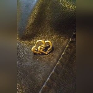 Gold Double Heart-Shaped Brooch